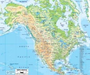 пазл Карта Северной Америки. Северная Америка в составе стран, Канады, Соединенных Штатов Америки и Мексики
